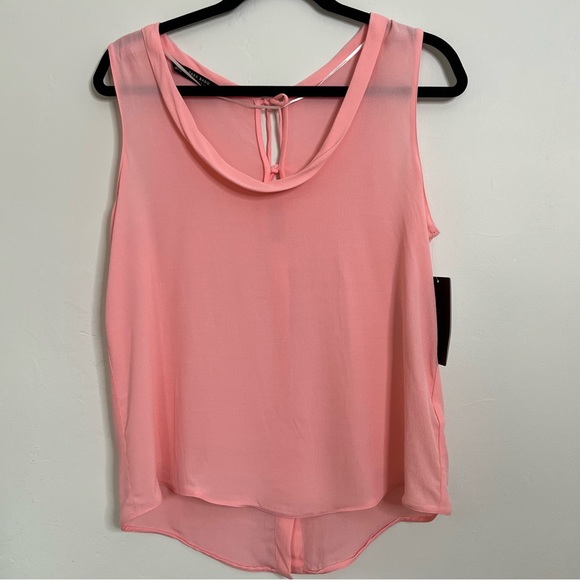 NWT Zara Back Buttons Sleeveless Scoop Neck Watermelon Pink Top Size Small - Picture 2 of 11